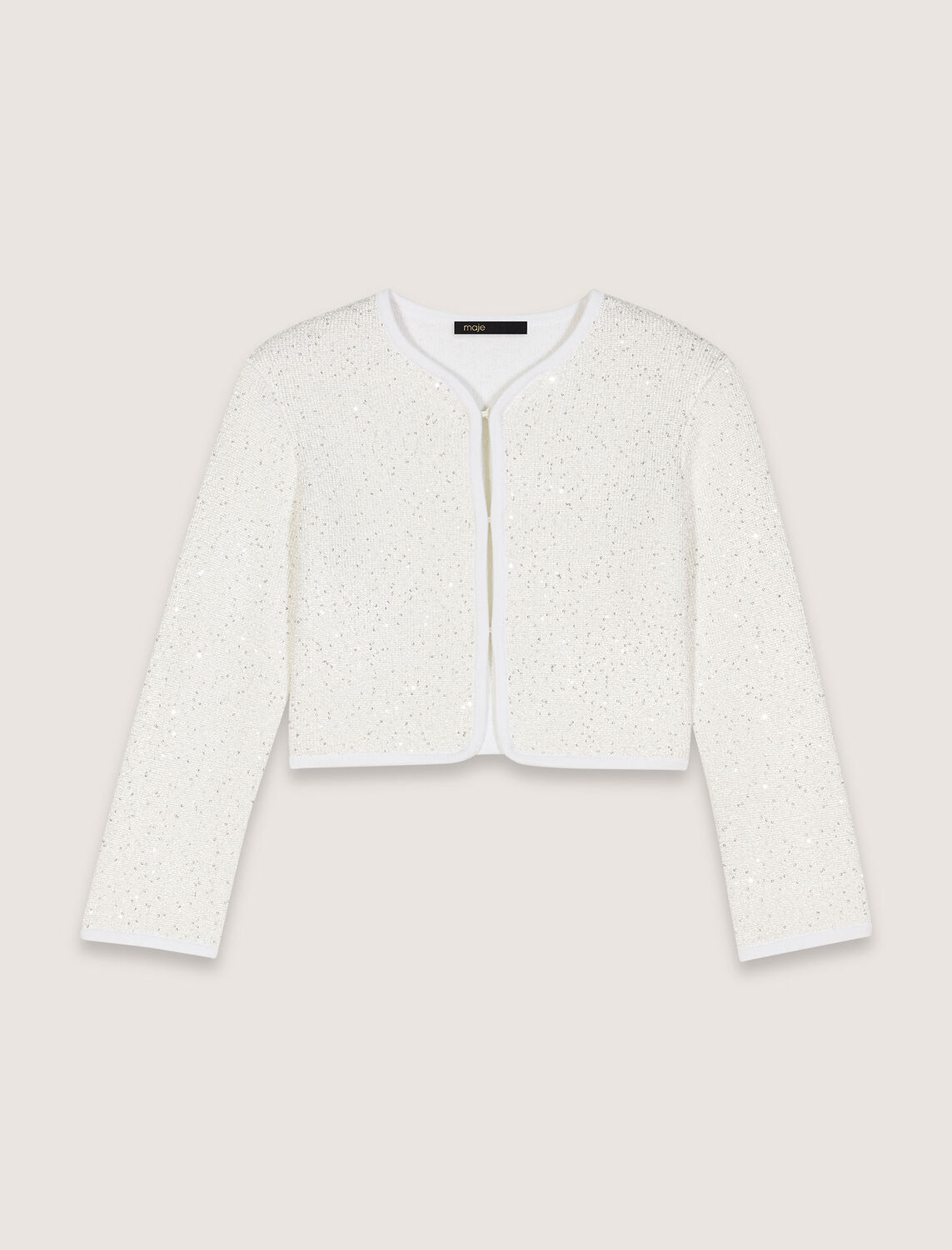 Cropped cardigan with rhinestones : Sweaters & Cardigans color White