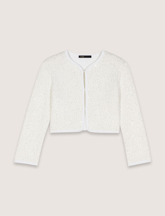 Cropped cardigan with rhinestones - Sweaters & Cardigans - MAJE