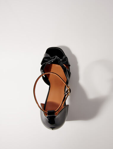 Leather platform sandals : Sling-Back & Sandals color Black
