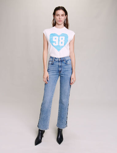 Sleeveless heart jumper : Sweaters & Cardigans color Ecru