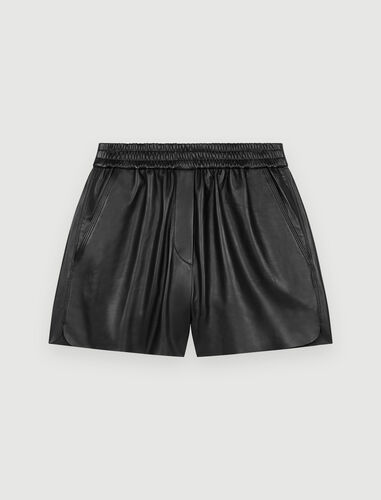 Elasticated lambskin leather shorts : Skirts & Shorts color 