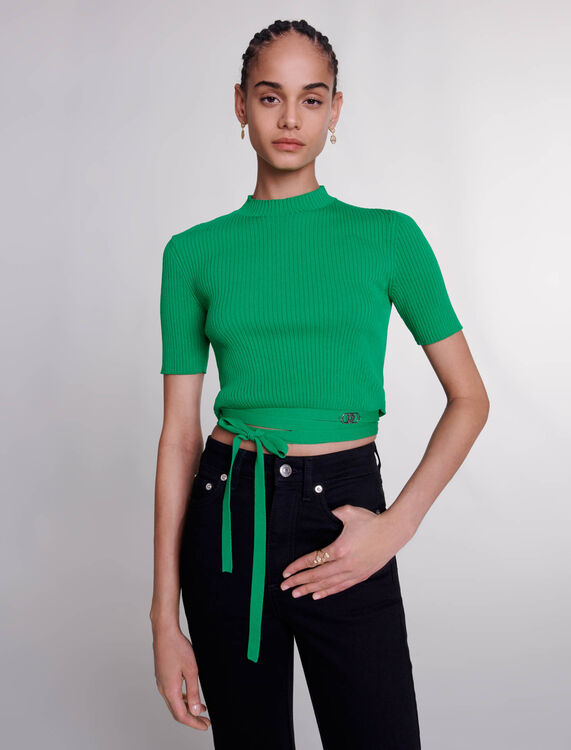 Knit crop top with ties -  - MAJE