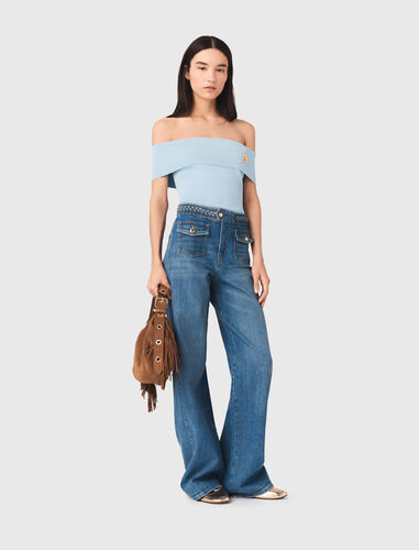 Braided flared jeans : Trousers & Jeans color Blue