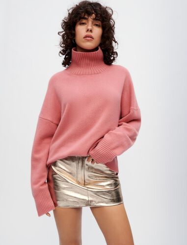 高领落肩直筒毛衣 : Sweaters & Cardigans 顏色 粉色/PINK