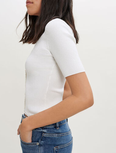 钩花贴身针织衫 : Sweaters & Cardigans 顏色 白色/WHITE
