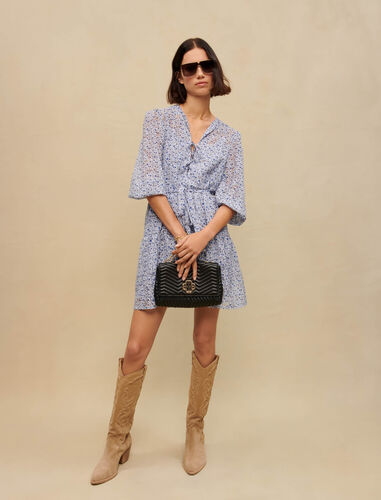 Blue belted baby doll dress : Dresses color Blue