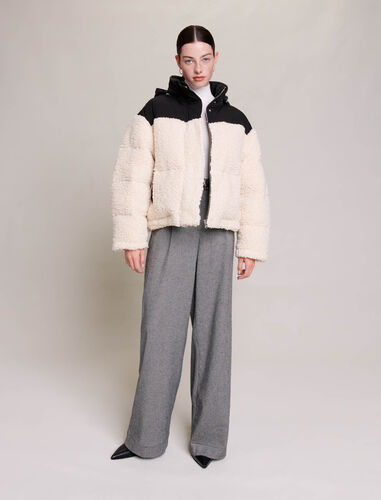 Bicolour padded jacket : Coats color Ecru Black