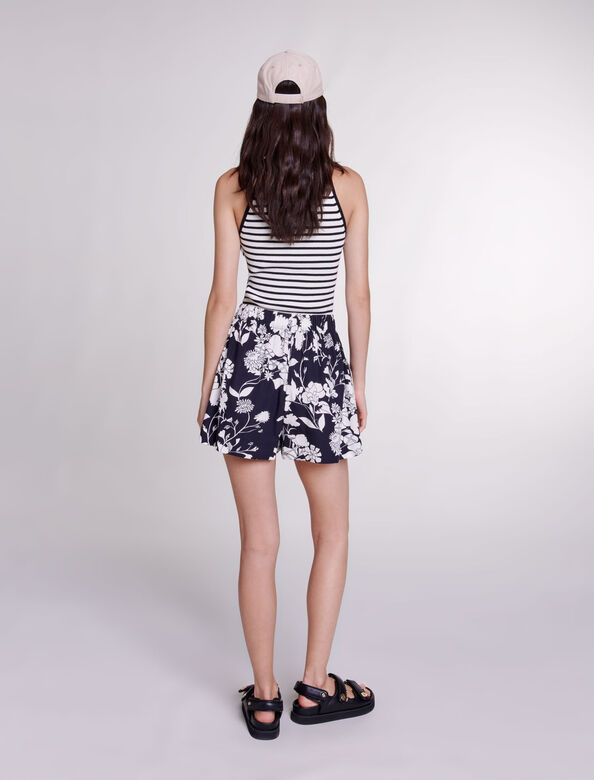 Patterned cotton shorts : Skirts & Shorts color Print ecru black floral
