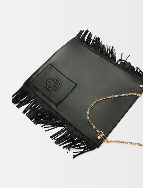 Clover leather bag with fringing -  - MAJE