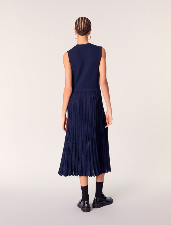 Pleated knit maxi dress : Dresses color Navy