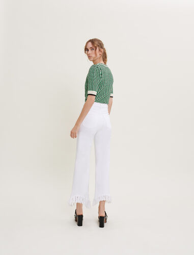 Fringed straight jeans : Trousers & Jeans color White