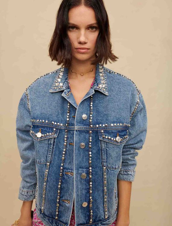 Denim jacket with rhinestones - Blazers - MAJE