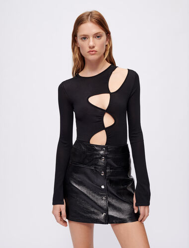 Stretch knit bodysuit with cut-outs : Evening capsule collection color Black