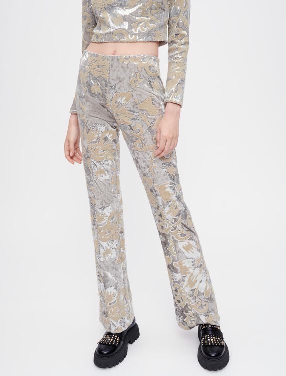 Velvet trousers with sequin embroidery - Trousers & Jeans - MAJE