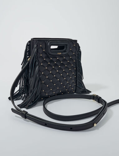 Studded M quilted leather mini bag : M Bag color Black