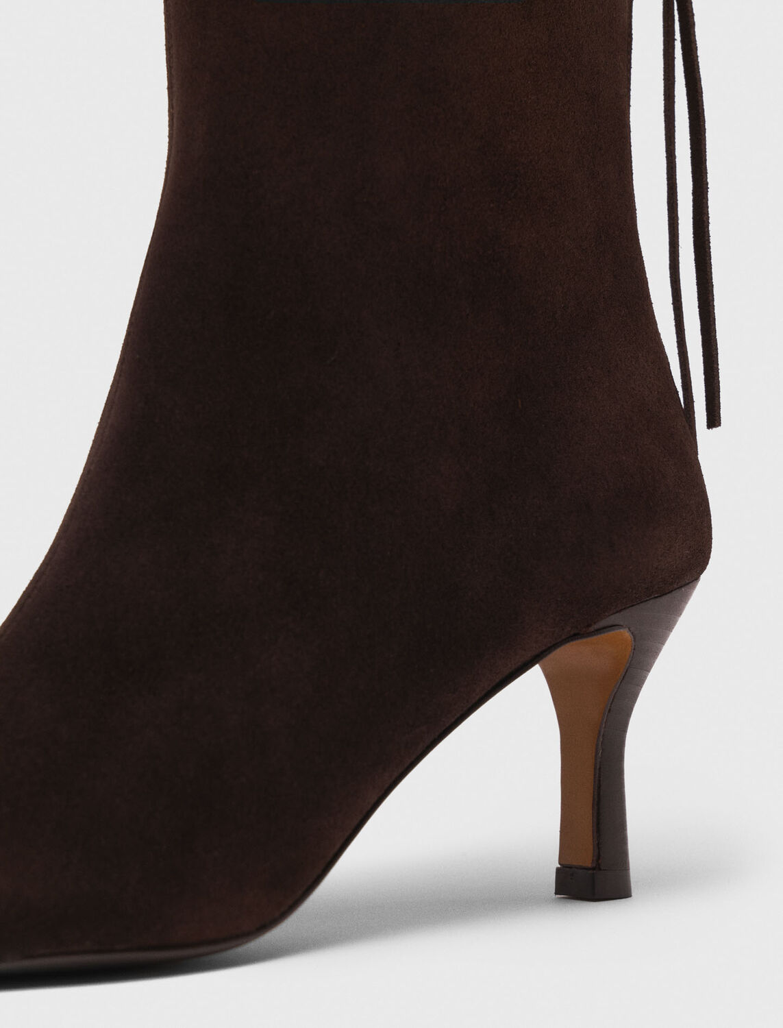 Zipped suede ankle boots : Booties & Boots color Dark brown