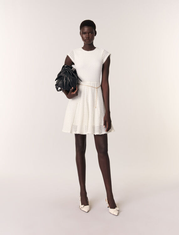 Short crochet dress : Dresses color White