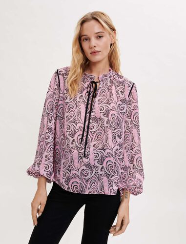 Paisley-print floaty top : Tops color Pink paisley