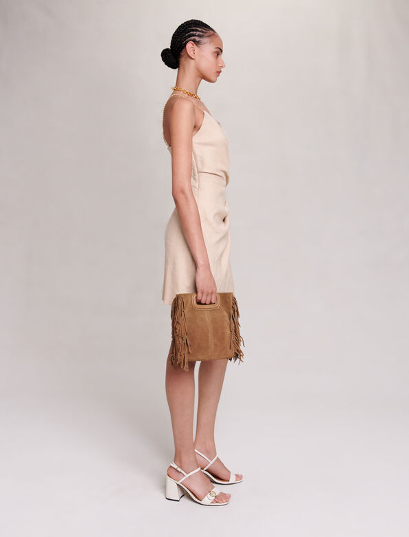 Short draped dress : Dresses color Beige