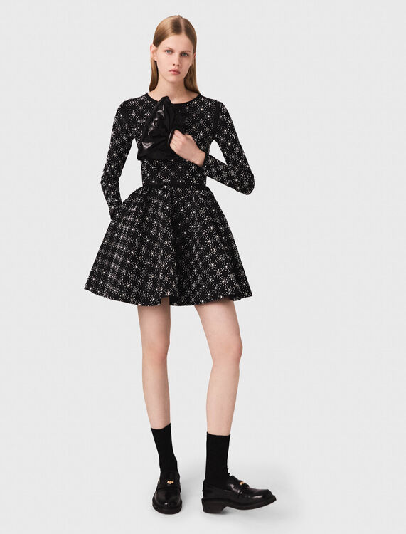 Pearl and rhinestone skater dress - Dresses - MAJE