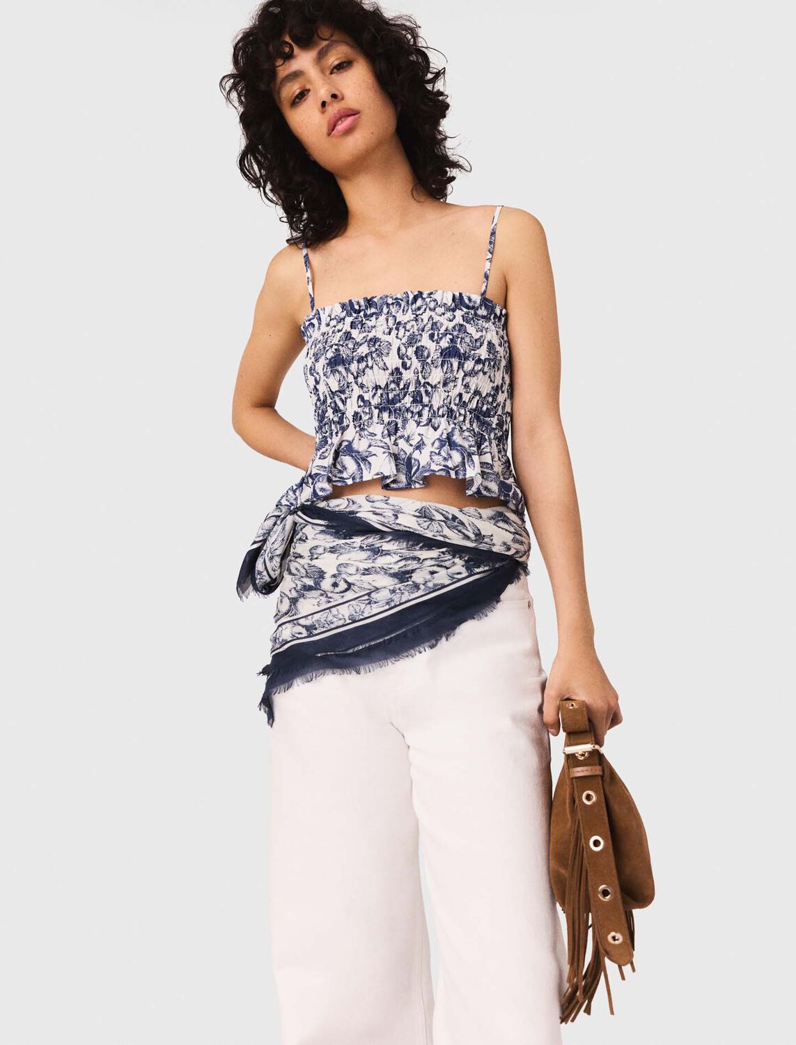 maje : Tops color Blue fruits print