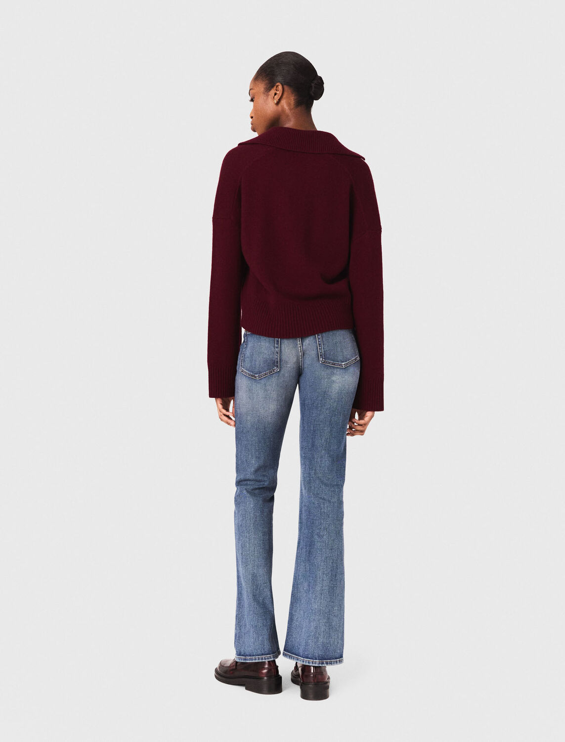 Open polo collar cardigan : Sweaters & Cardigans color Turquoise