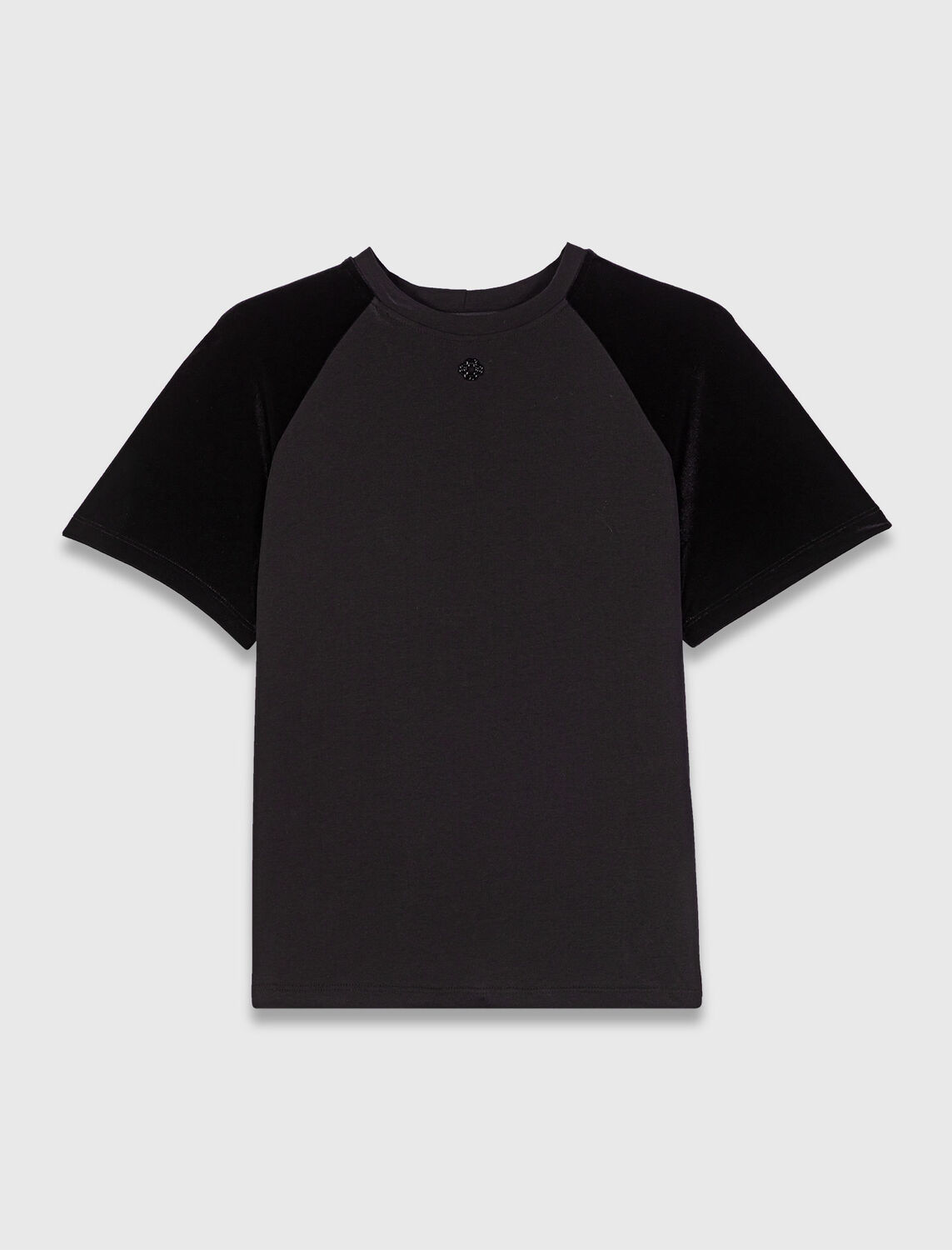 Velvet-sleeved T-shirt - T-Shirts - MAJE