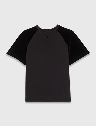 Velvet-sleeved T-shirt : T-Shirts color Black