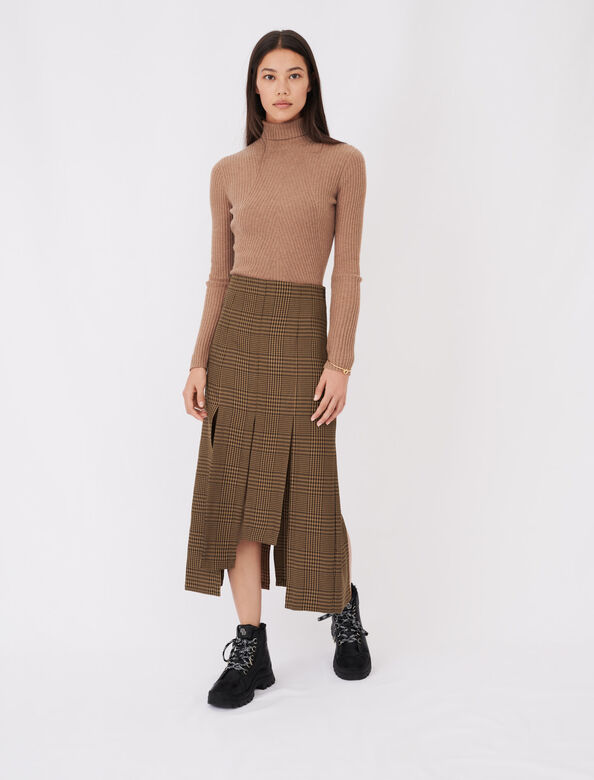 Asymmetric skirt with flaps and checks : Skirts & Shorts color 