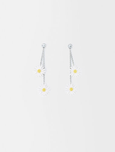 Silver-tone daisy earrings : Jewelry color Silvery