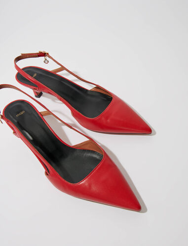 Leather court shoes : Sling-Back & Sandals color Red