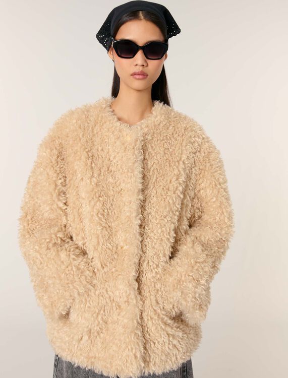 Short faux fur coat - Coats - MAJE