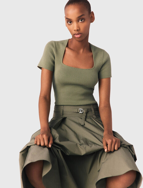 Square-neck ribbed jumper - Sweaters & Cardigans - MAJE