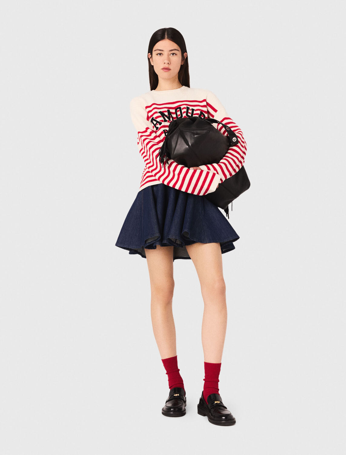 Striped rib knit jumper - Sweaters & Cardigans - MAJE