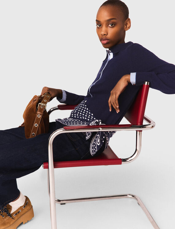 Polo cardigan with removable trims - Sweaters & Cardigans - MAJE