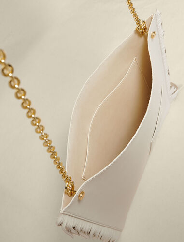 Clover leather bag with fringing : Shoulder bags color Camel