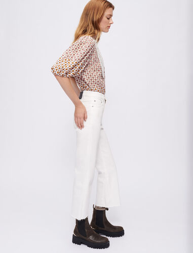 纯色微喇七分牛仔裤 : Trousers & Jeans 顏色 白色/WHITE