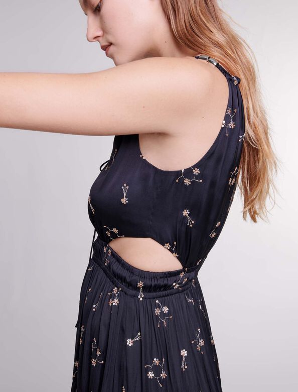 Sequin-embroidered maxi dress : Dresses color Black