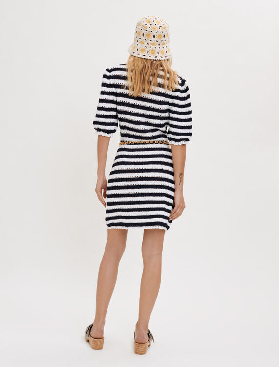 Striped crochet-effect dress - Dresses - MAJE
