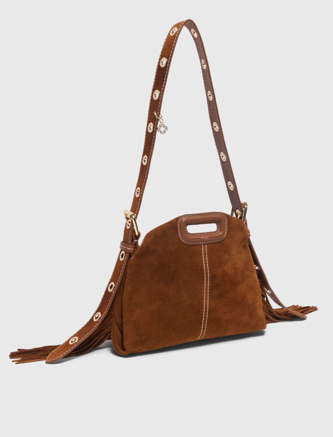 Topstitched suede Miss M Mini bag -  - MAJE