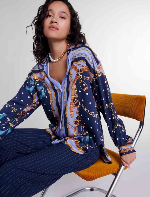 Satin-effect patterned shirt - Fall-Winter Collection - MAJE