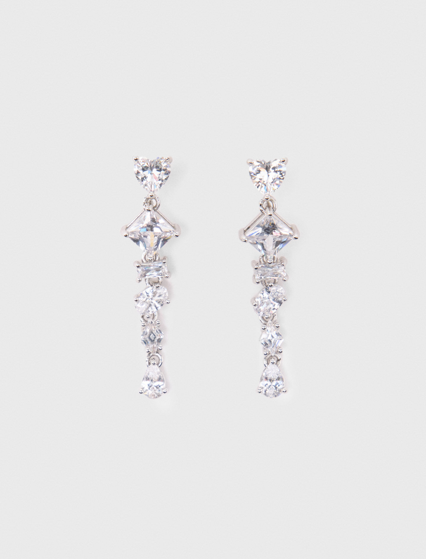 125NPRECIEUXCASCADE Rhinestone heart earrings - Jewelry