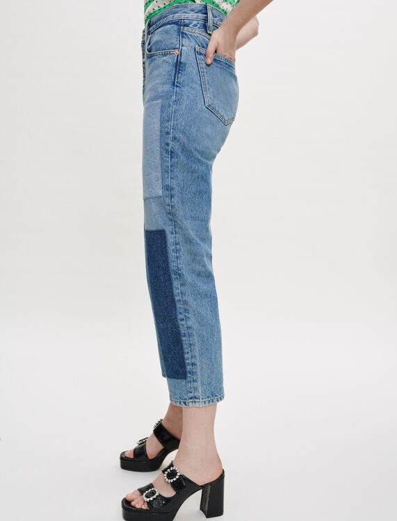Denim jeans with patches - Trousers & Jeans - MAJE