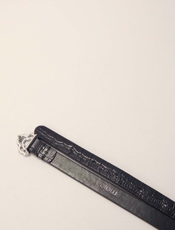 Slim mock croc leather Clover belt - Belts - MAJE