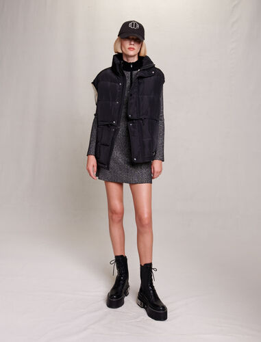 Sleeveless puffer jacket : Coats color Black/Ecru