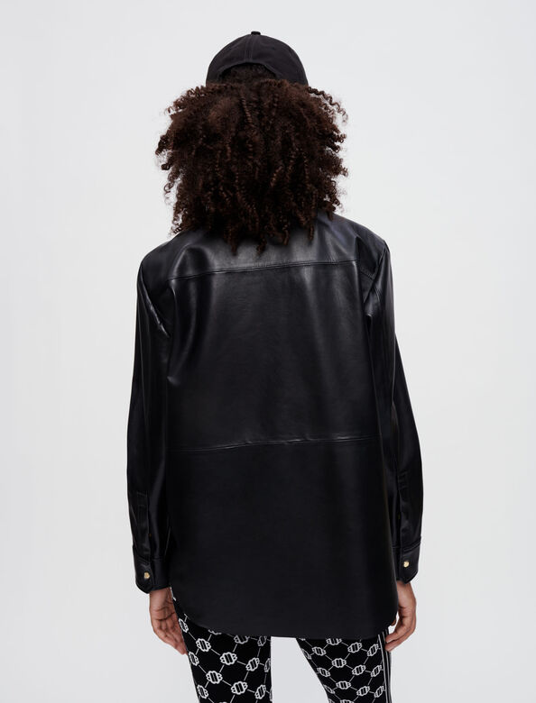 Black leather shirt with gold horsebits : Up to 50% off color 