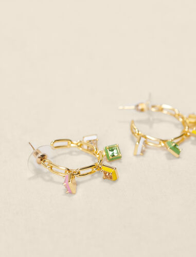 Hoops with rhinestones and enamel : Jewelry color Gold