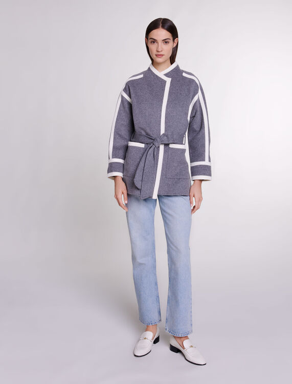 Short two-tone coat - Coats - MAJE