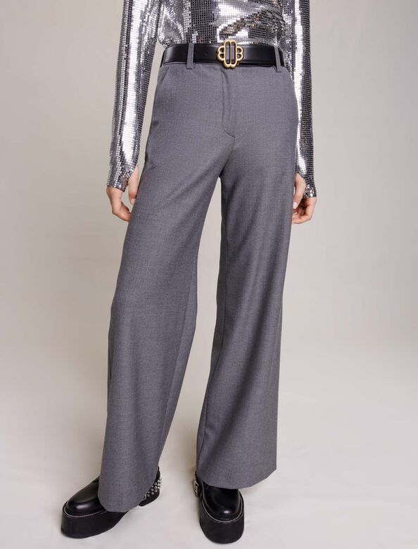 Wide-leg trousers : Bottoms color Grey