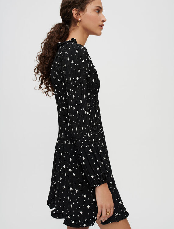 Pleated flowing dress with star print - Dresses - MAJE